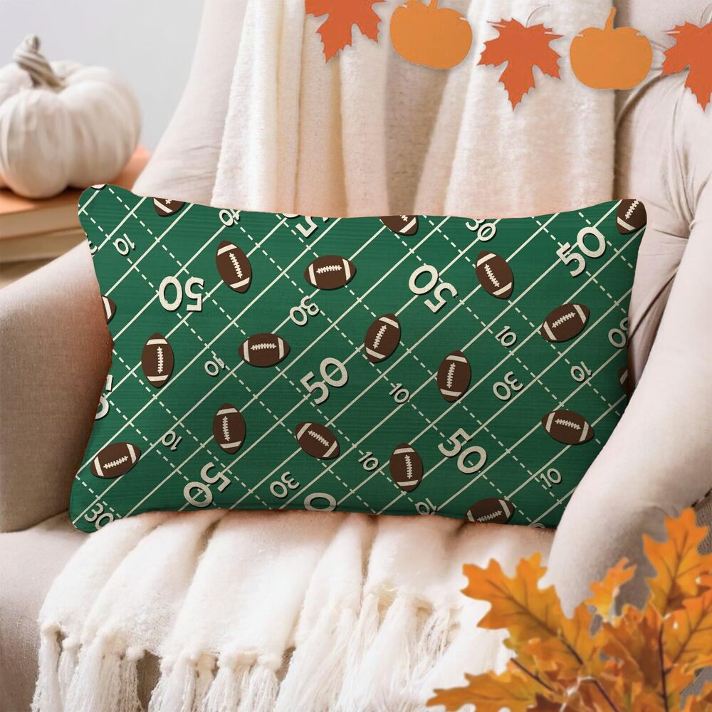 9411 Football Green Lumbar Decorative Rectangle Pillow Cover 12 x 20 - Picture 4 of 7
